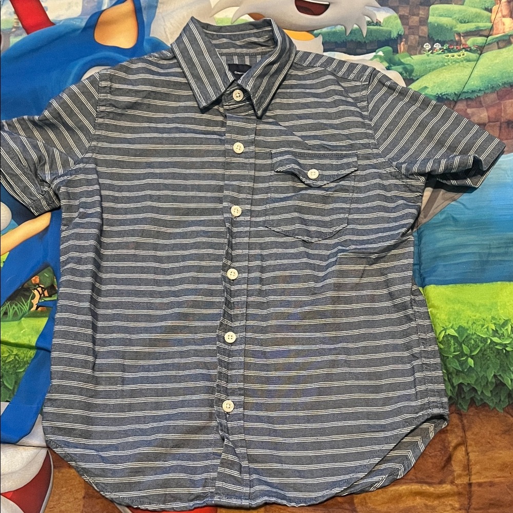 GAP Men's Casual Blue Striped Button Down Shirt